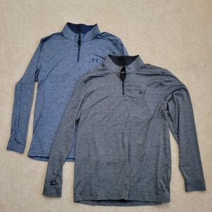 Under Armour Golf HeatGear Blue/ Gray 1/4 Zip Pullover Men’s Large Lot of 2